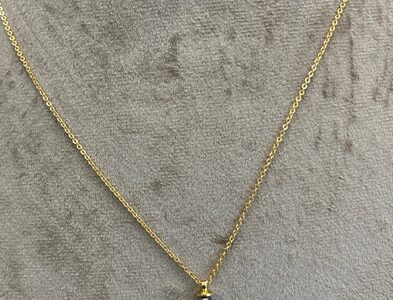 HK105 Plain Chain Black CZ Drop