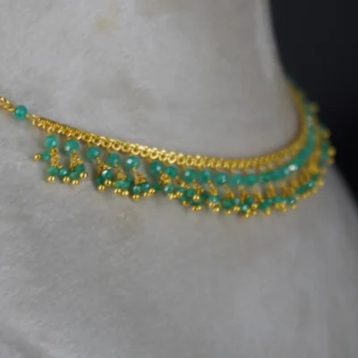 HK0324 Green CZs Jali Necklace - Image 4