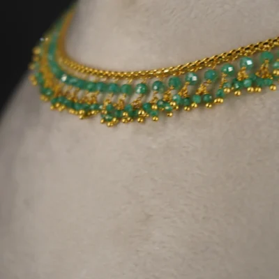 HK0324 Green CZs Jali Necklace - Image 3