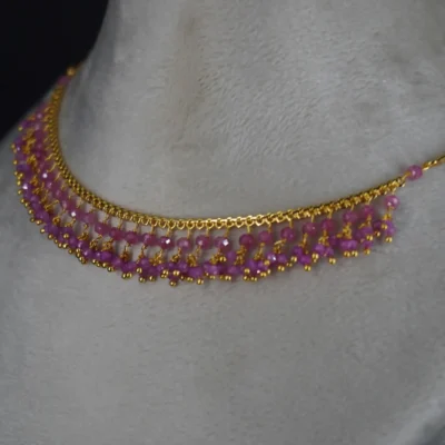 HK0324 Pink CZ Beautiful Jali Necklace - Image 5