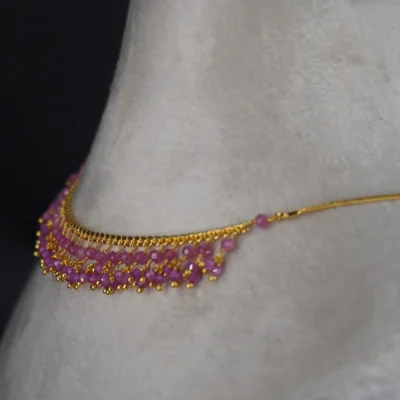 HK0324 Pink CZ Beautiful Jali Necklace - Image 4