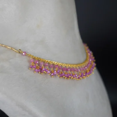 HK0324 Pink CZ Beautiful Jali Necklace - Image 3