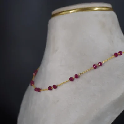 Chethan Ruby Pink Necklace Chain Hk0347 - Image 3