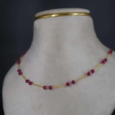 Chethan Ruby Pink Necklace Chain Hk0347 - Image 4