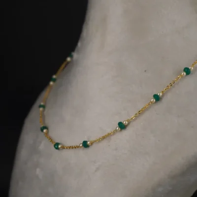 Chethan Emarld & Pearl Necklace Chain Hk0348 - Image 3