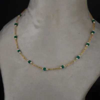 Chethan Emarld & Pearl Necklace Chain Hk0348 - Image 4