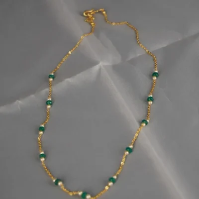 Chethan Emarld & Pearl Necklace Chain Hk0348 - Image 5