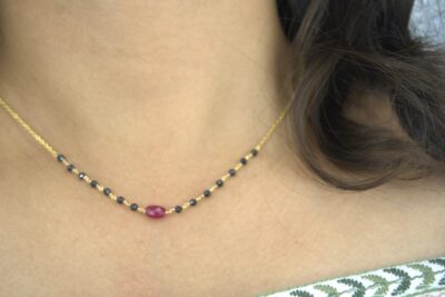 Hk0204 Black Beads Highlighted with Ruby - Image 5