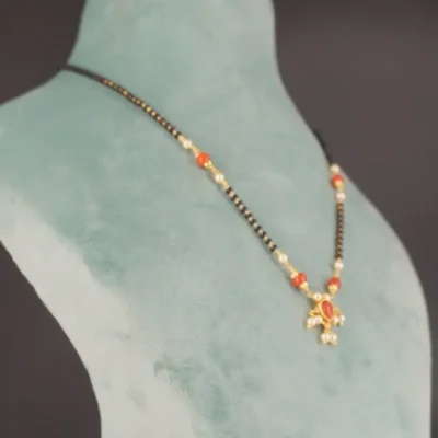 Coral and Pearl Mangalsutra Hk0371 - Image 2