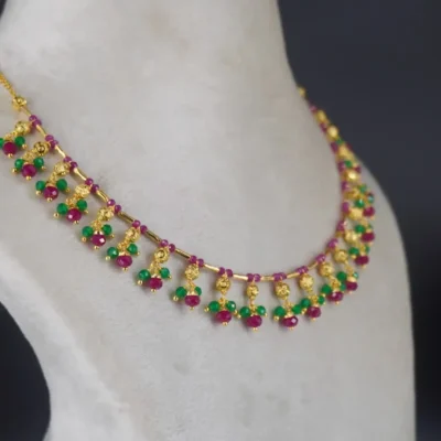 Ruby Emarald Elegent Necklace with Earrings Hk0375 - Image 3