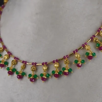 Ruby Emarald Elegent Necklace with Earrings Hk0375 - Image 4