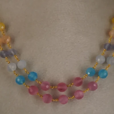 Diamond Cut Monalisa Beads Multicolor Two Step Chain Hk0379 - Image 3