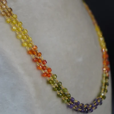 3Line Multi Color CZ Beads Chain HK0392 - Image 2