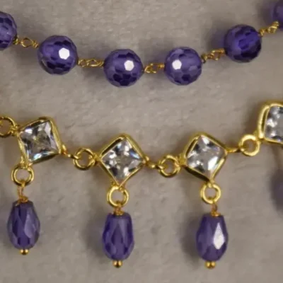 Purple and Polki Cz Necklace Hk0400 - Image 3
