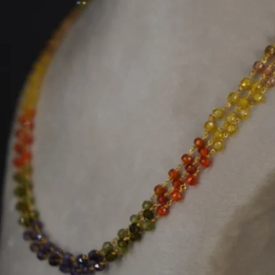 3Line Multi Color CZ Beads Chain HK0392