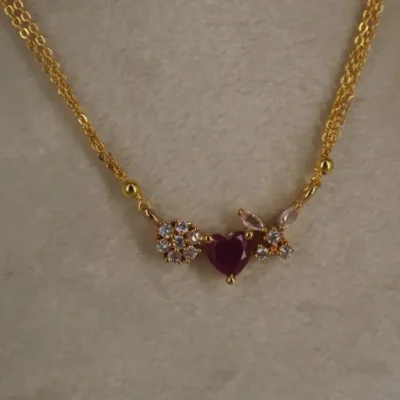 Red Heart Locket Two Line Chain Hk0419 - Image 2
