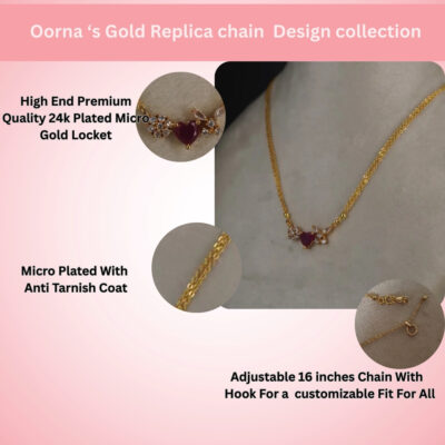 Red Heart Locket Two Line Chain Hk0419 - Image 5