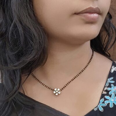 Mosonite Black Beads Chocker Cum Chain HK0439 - Image 1