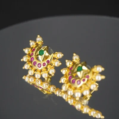 Pearl Rounded Stud Earrings ER009 - Image 3