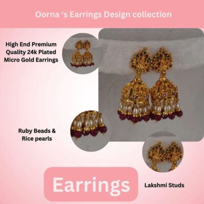 Pearl & Ruby Lakshmi Jhumka Earings Er003 - Image 3