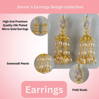 Polki Stud Pearl Jhumkas ER020 - Image 4