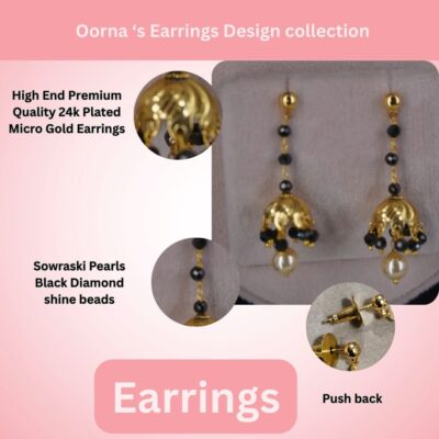Black Beads Earrings HK010 Black - Image 5