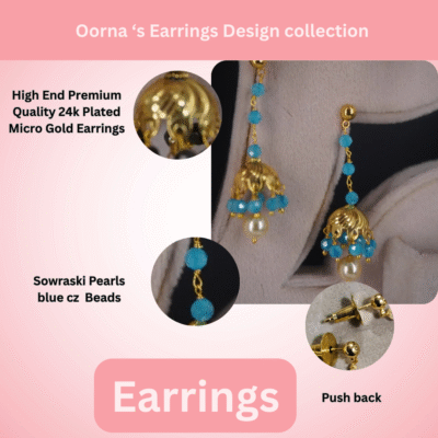 Blue Stud Hanging Earrings HK010 - Image 4