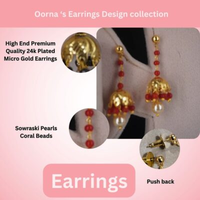 Coral Stud Hanging Earrings HK010 - Image 4