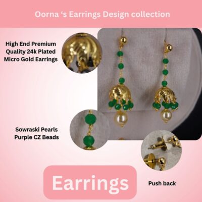 Emarald Stud Hanging Earrings HK010 - Image 4