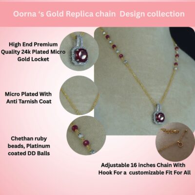 Chethan Ruby Square Locket Chain Hk0409 - Image 4