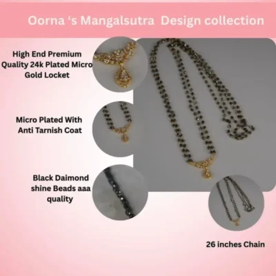Long Black Beads CZ Locket centered HK0420 - Image 4