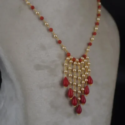 Coral Rain Drops Necklace Hk0434 - Image 3